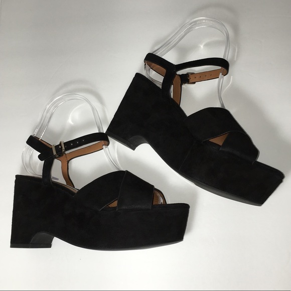 & Other Stories Shoes - & Other Stories Black Suede Platform Open Toe